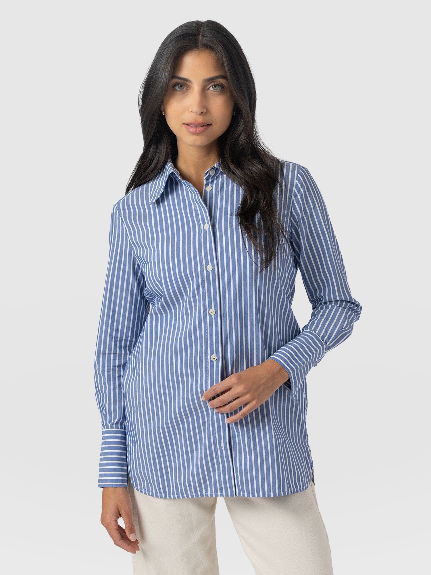 Raegan Tie Shirt - Blue Stripe - Women's Blouses | Saint + Sofia® EU